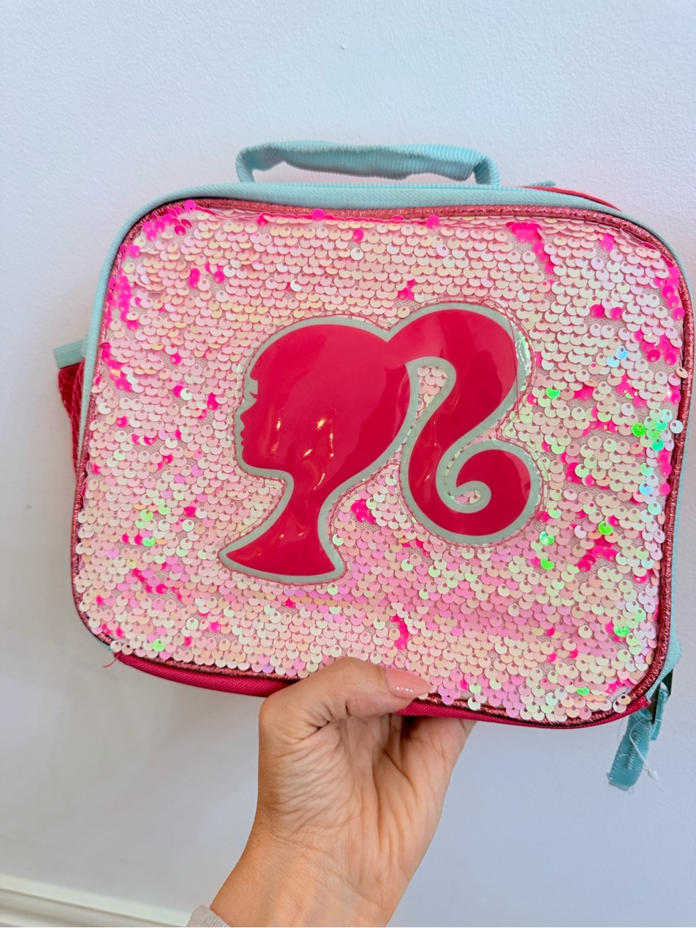 Barbie Pink Sequin Silhouette Lunch Bag